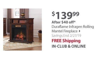 Duraflame Infragen Rolling Mantel Fireplace