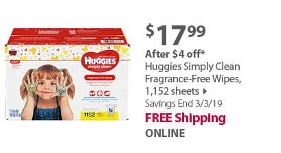 Huggies Simply Clean Fragrance-Free Wipes Wipes, 1,152 sheets