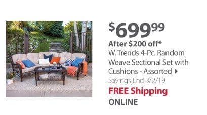 W. Trends 4-Pc. Random Weave Sectional Set with Cushions - Assorted