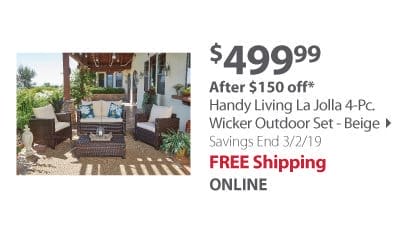 Handy Living La Jolla 4-Pc. Wicker Outdoor Set - Beige