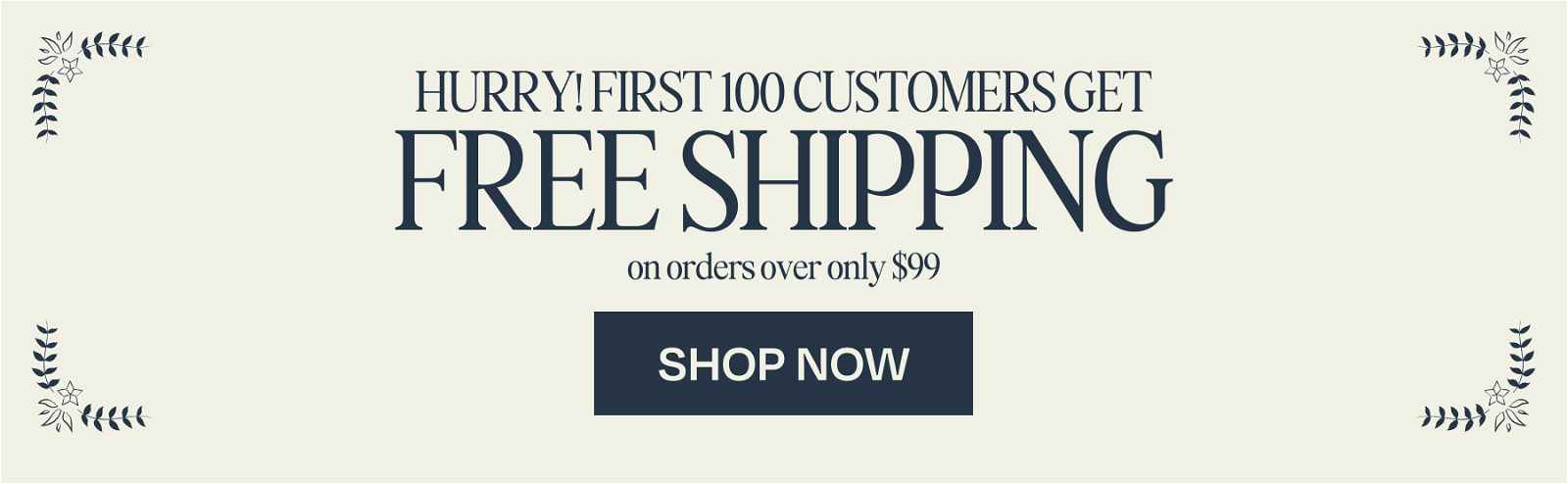 FIRST 100 CUSTOMERS GET FREE SHIPPING ON ORDERS OVER \\$99