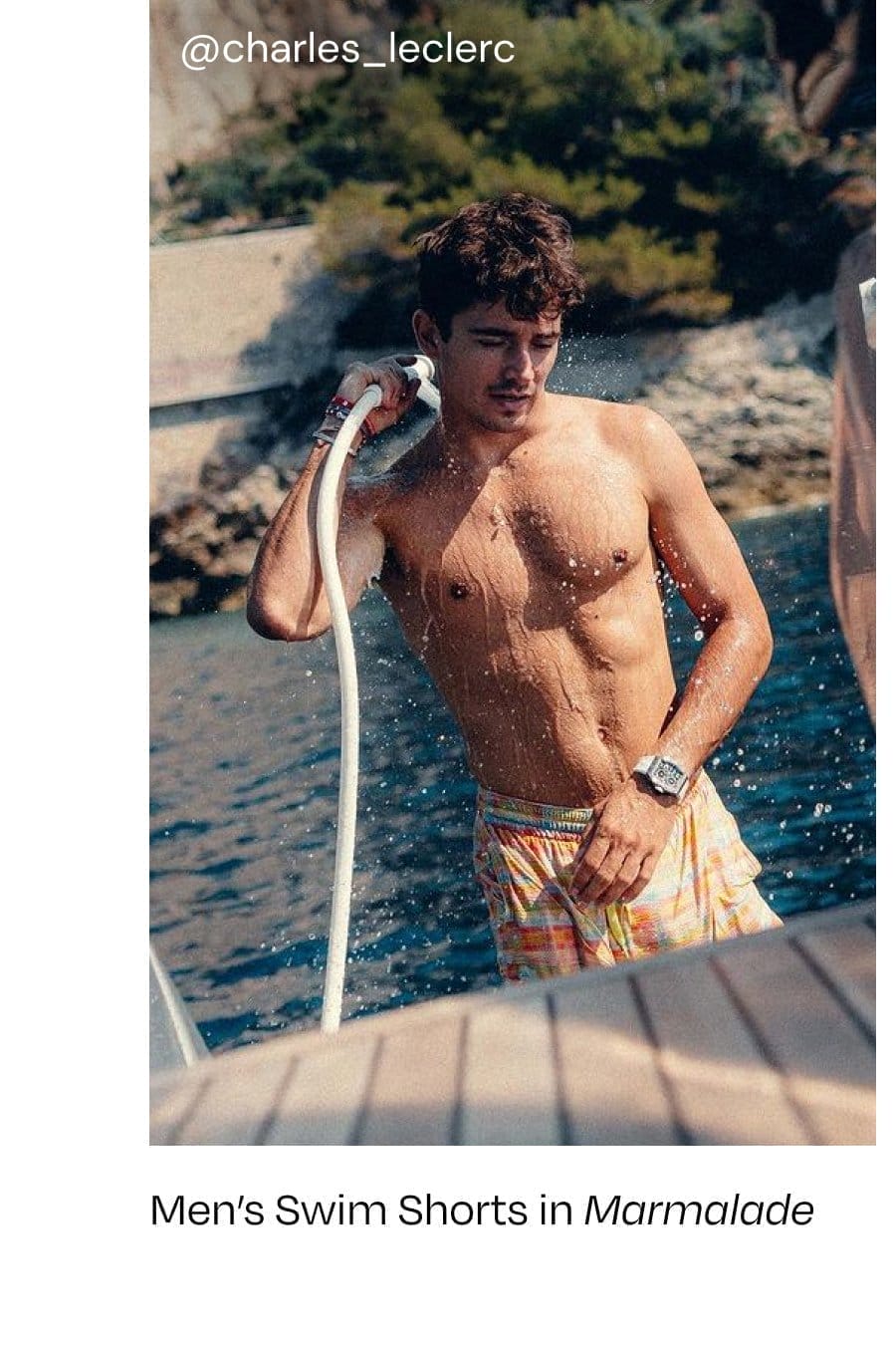 Charles Leclerc in Men's Swim Shorts in Marmalade