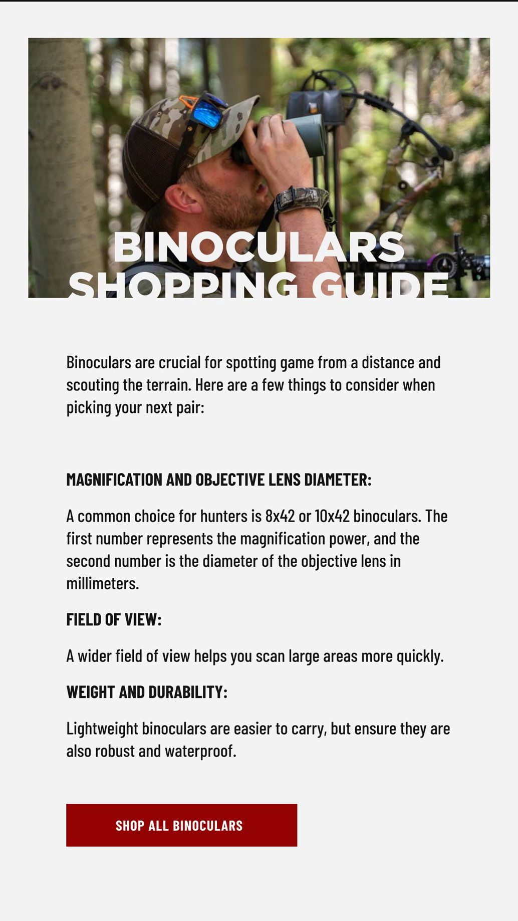 BINOCULAR SHOPPING GUIDE