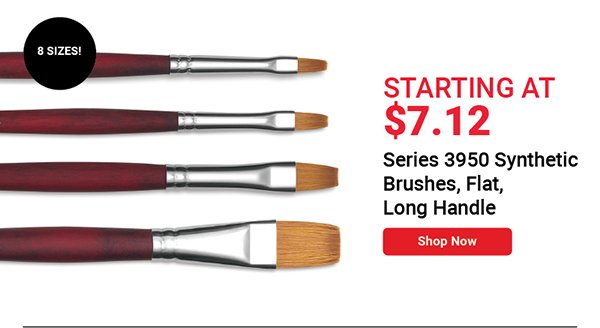 Series 3950 Synthetic Brushes, Flat, Long Handle