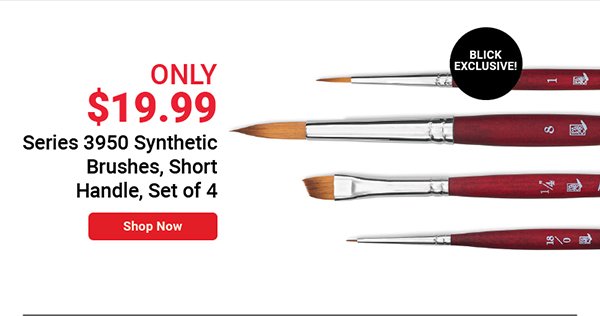 Princeton Velvetouch Series 3950 Synthetic Brushes - Blick Exclusive, Short Handle, Set of 4