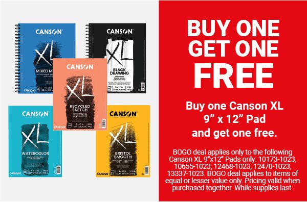 Buy One Canson XL 9" x 12" Pad and get one Free