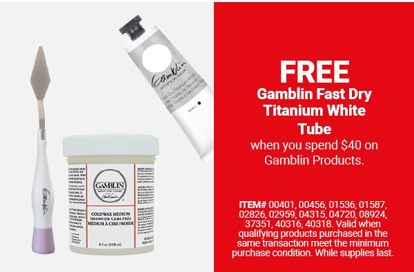 Free Gamblin Fast Dry Titanium White Tube When you Spend \\$40 on Gamblin Products