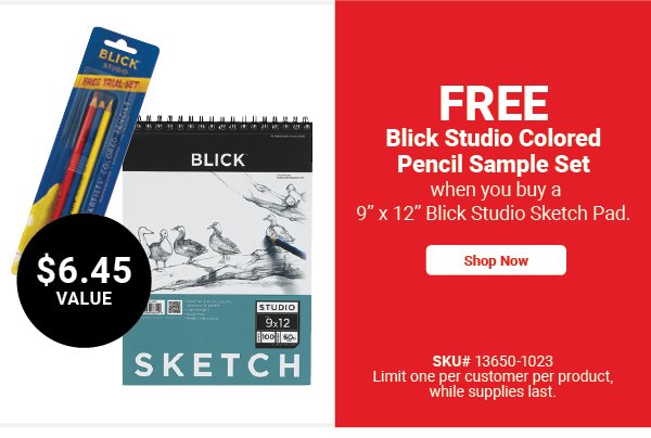 FREE Blick Studio Color Pencil Sample Set when you buy a 9" x 12" Blick Studio Sketch Pad.