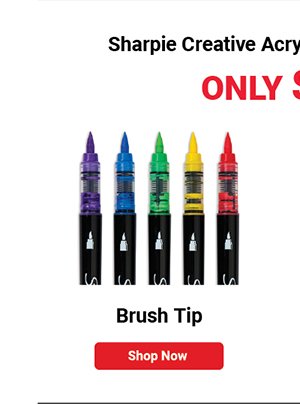 Sharpie Creative Acrylic Markers - Brush Tip, Set of 5