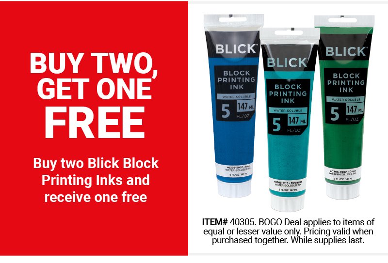 Buy Two, Get One Free - Buy two Blick Block Printing Inks and receive one free