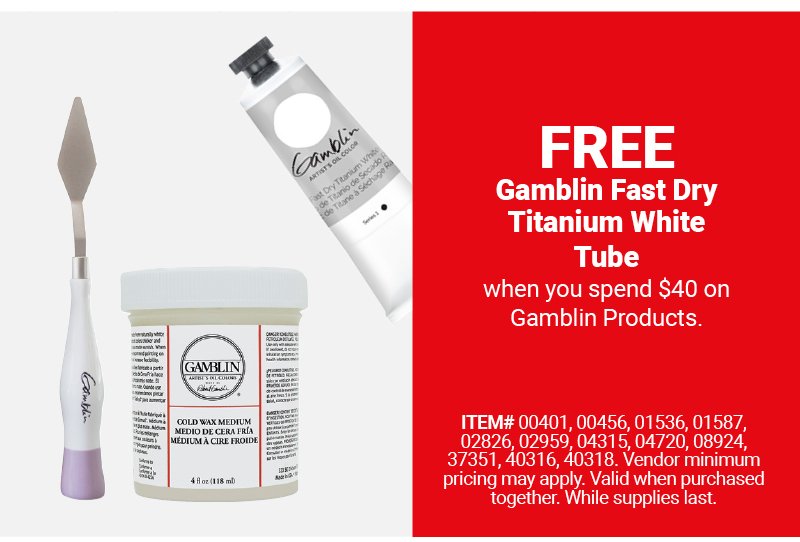 Free Gamblin Fast Dry Titanium White Tube when you spend \\$40 on Gamblin Products