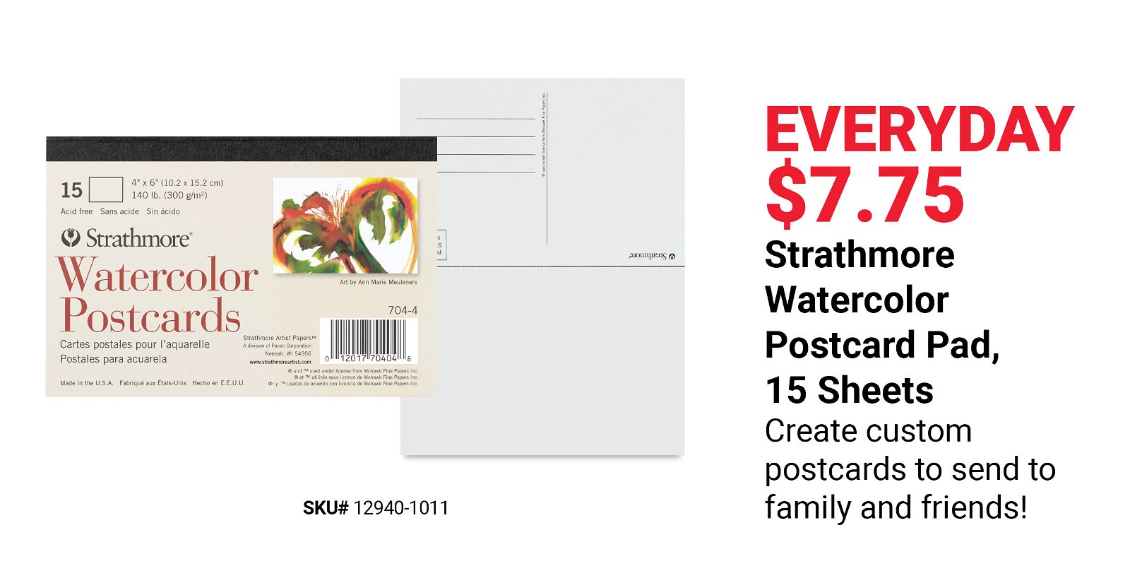 Strathmore Watercolor Postcard Pad, 15 Sheets Everyday \\$7.75