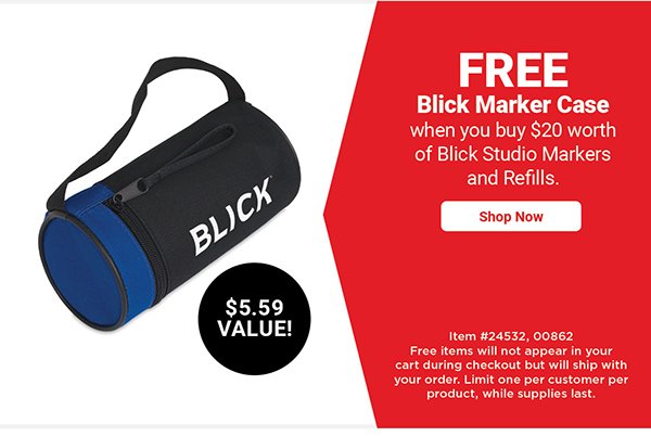 Free! Blick Marker Case when you buy \\$20 worth of Blick Studio Brush Markers and Refills.