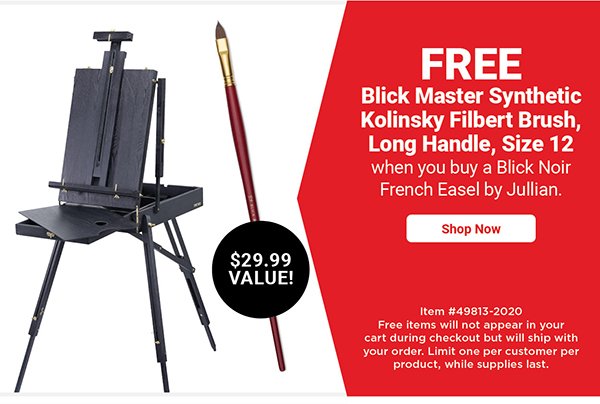 Free! Blick Master Synthetic Kolinsky Brush - Long Handle, Filbert, Size 12 when you buy a Blick Noir French Easel by Jullian.