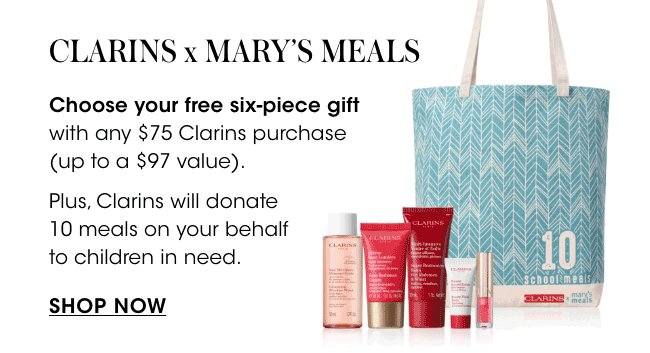 Clarins x Mary's Meals. 