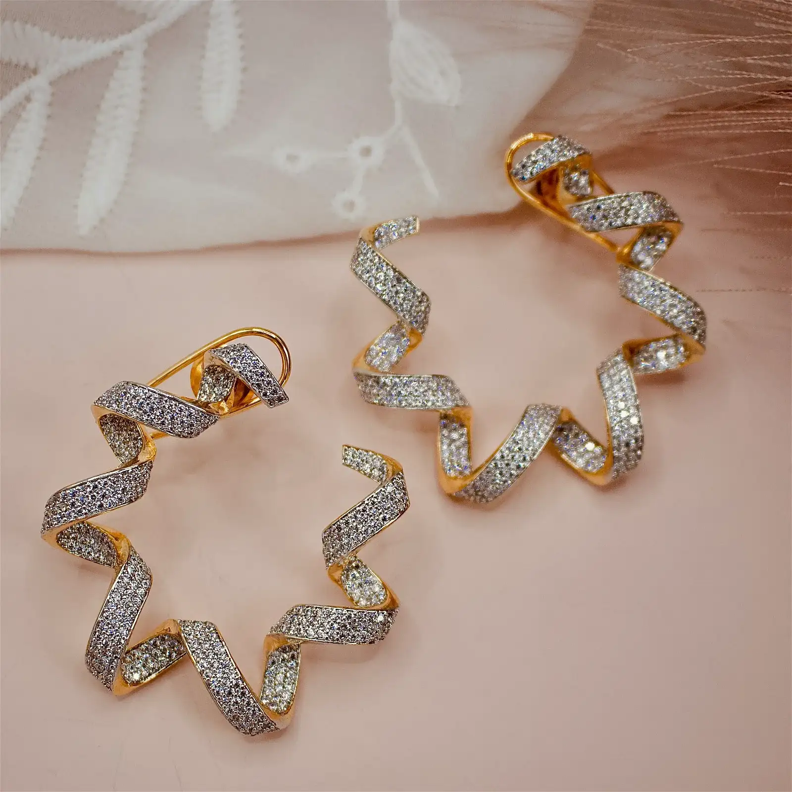 Image of Friya American Diamond Swirl Earrings