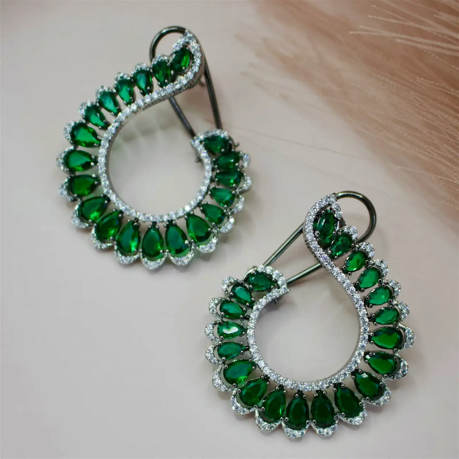 Image of Ari Emerald Statement Earrings