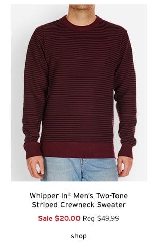 Whipper In men's Two Tone Striped Crewneck Sweater - Click to Shop