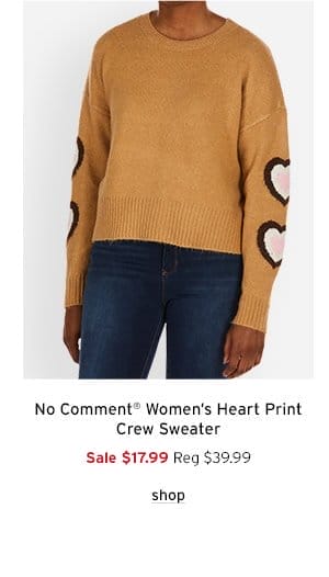 No Comment Women's Heart Print Crew Sweater - Click to Shop