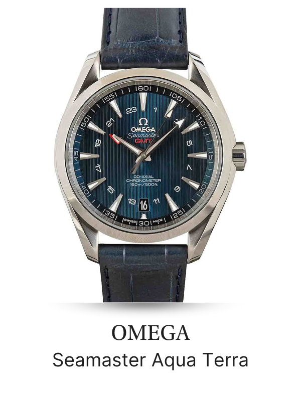 Omega Seamaster Aqua Terra Steel on Blue Leather Strap