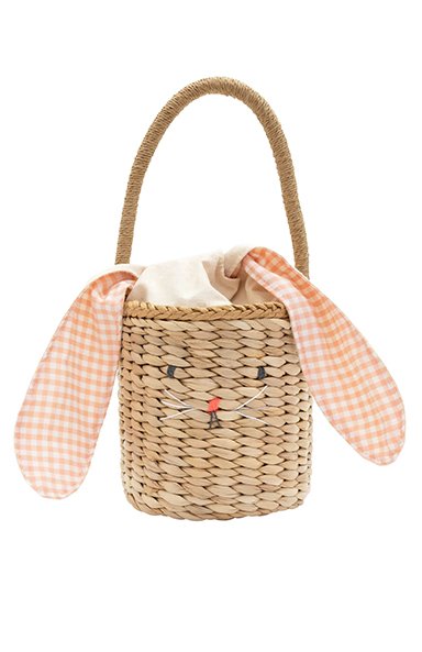 Gingham Bunny Straw Bag