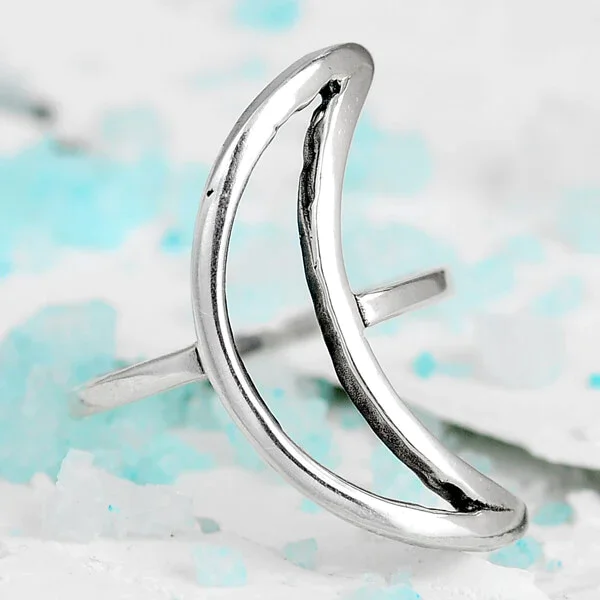 Image of Full Finger Crescent Moon Ring Sterling Silver