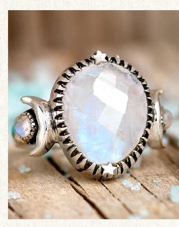 Moon Moonstone Ring Sterling Silver Ring