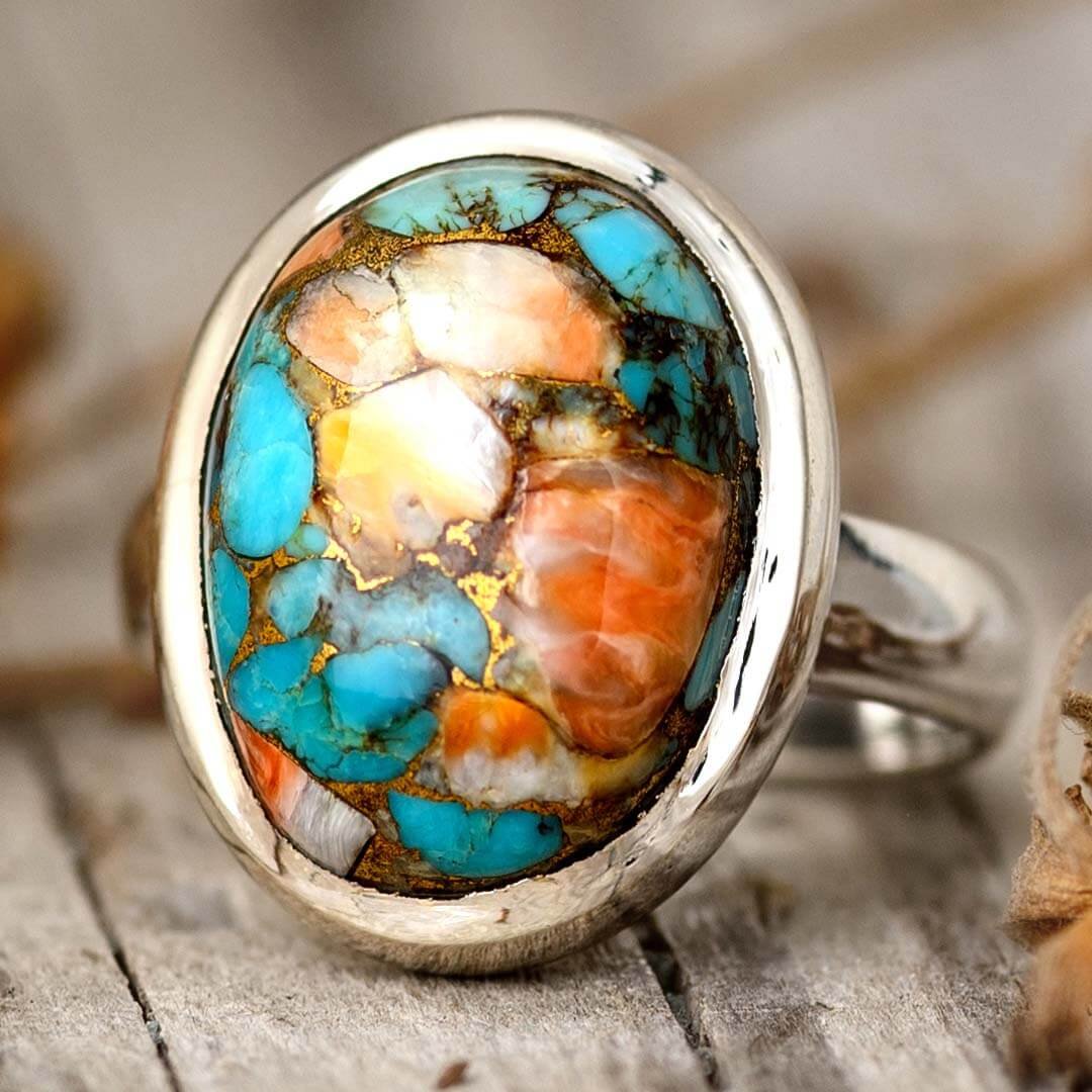 Image of Oyster Copper Turquoise Ring Sterling Silver