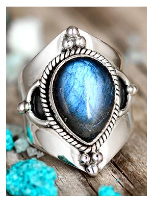 Teardrop Labradorite Ring Sterling Silver