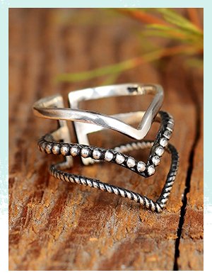 Triple Chevron Boho Ring Sterling Silver