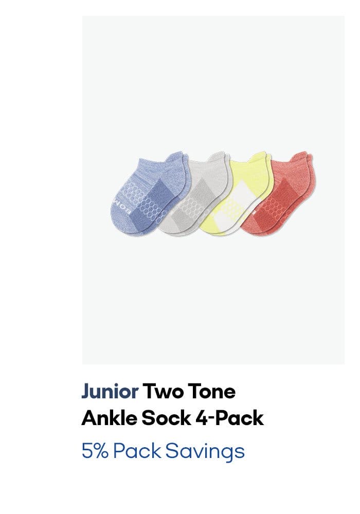 Junior Two Tone Calf Sock 4-Pack 5% Pack Savings