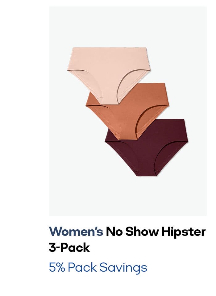 Women's No Show Hipster 3-Pack