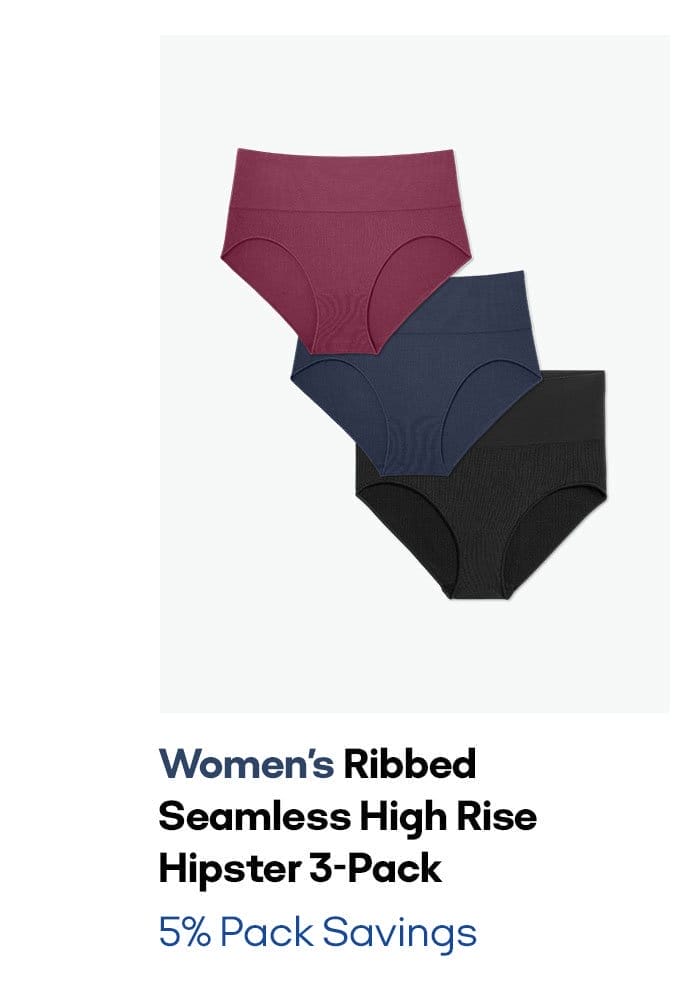 Women's Ribbed Seamless High Rise Hipster 3-Pack