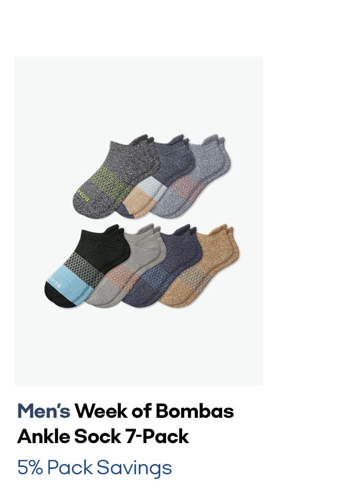 Men's Week of Bombas Ankle Sock 7-Pack