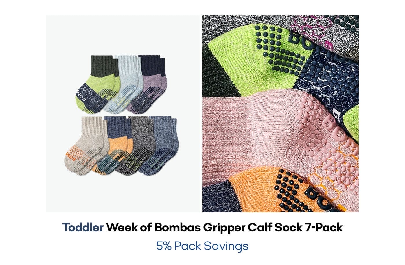 Toddler Week of Bombas Gripper Calf Sock 7-Pack