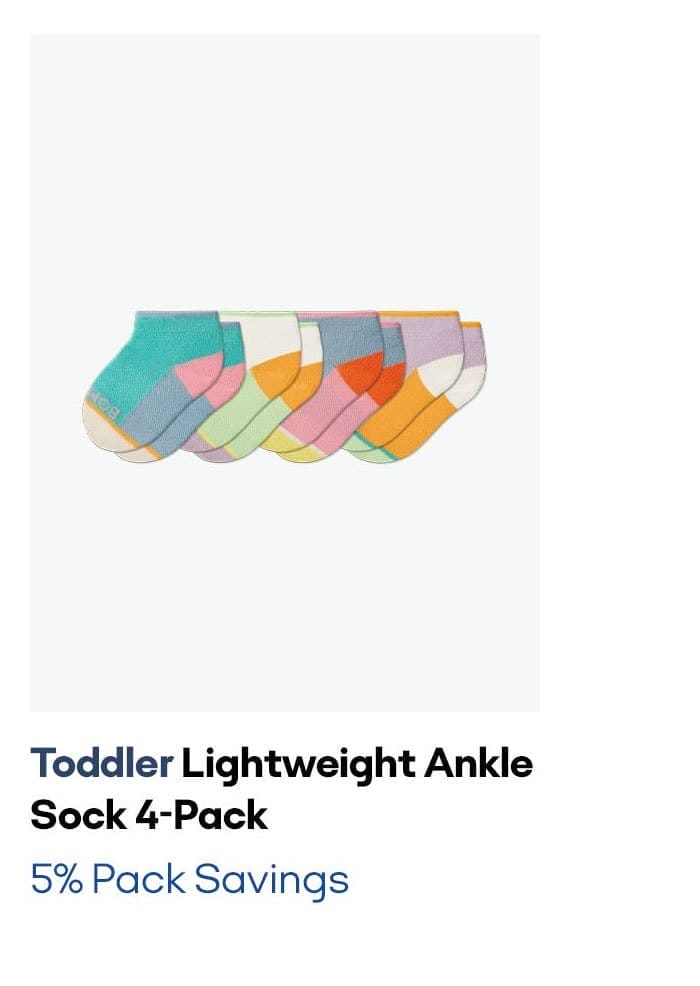TODDLER LIGHTWEIGHT ANKLE SOCK 4-PACK | 5% PACK SABINGS 