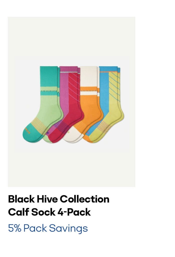 Black Hive Collection Calf Sock 4-Pack 5% Pack Savings