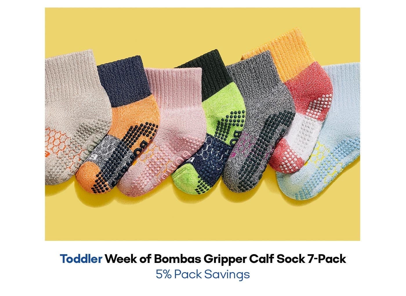 Toddler Week of Bombas Gripper Calf Sock 7-Pack 5% Pack Savings