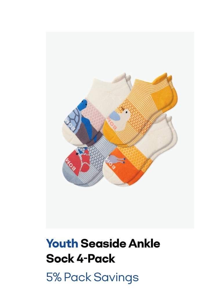 Youth Seaside Ankle Sock 4-Pack 5% Pack Savings