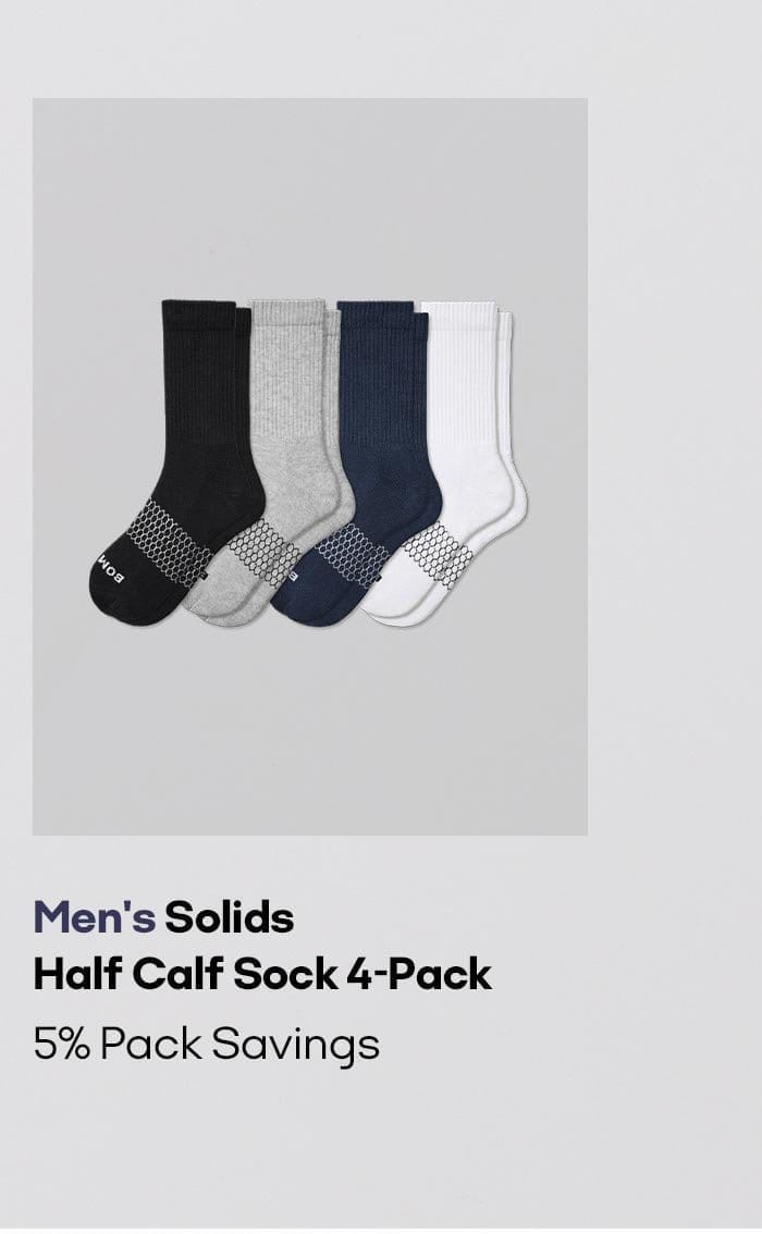 Men's Solids Half Calf Sock 4-Pack 5% Pack Savings