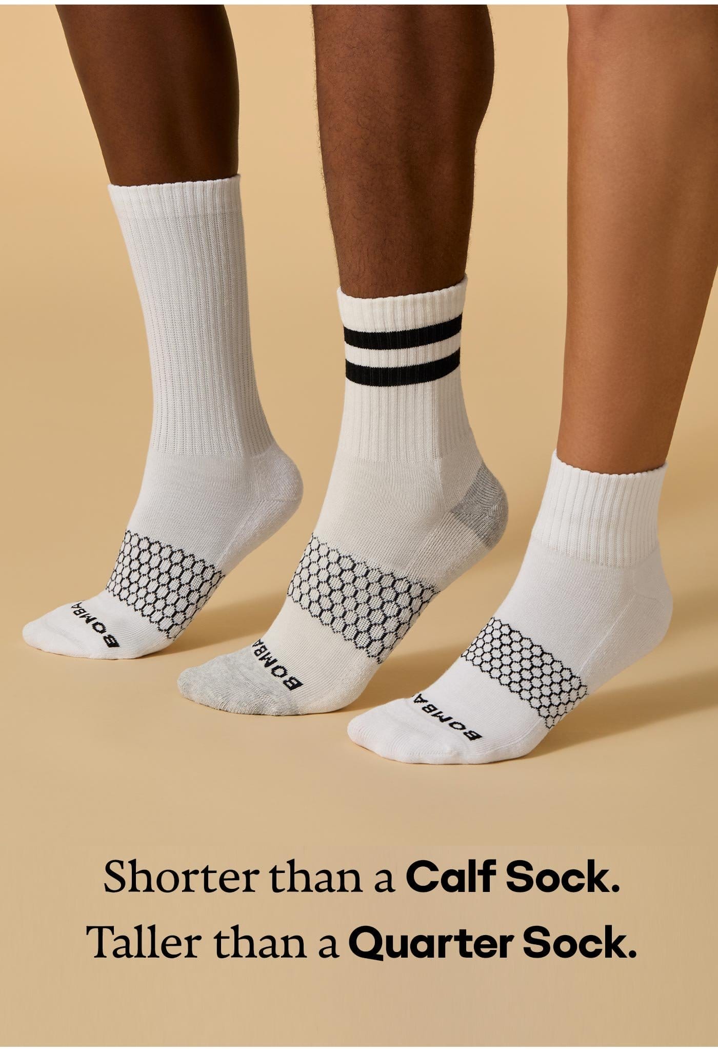 Shorter than a Calf Sock. Taller than a Quarter Sock.