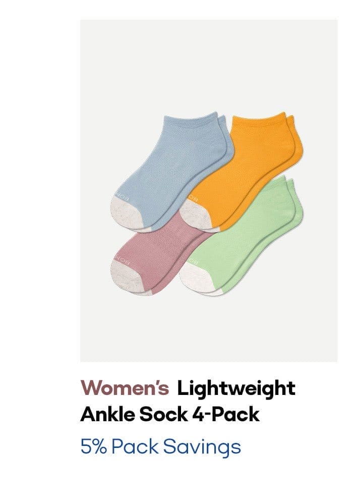 Women's Lightweight Ankle Sock 4-Pack | 5% Pack Savings
