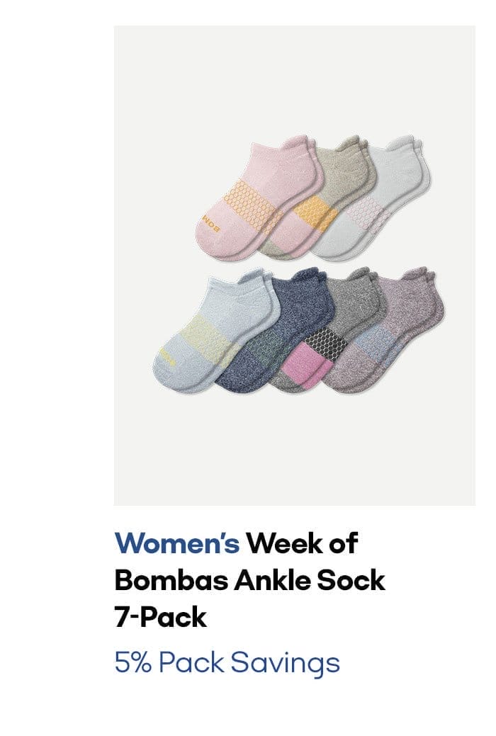 Women's Week of Bombas Ankle Sock 7-Pack
