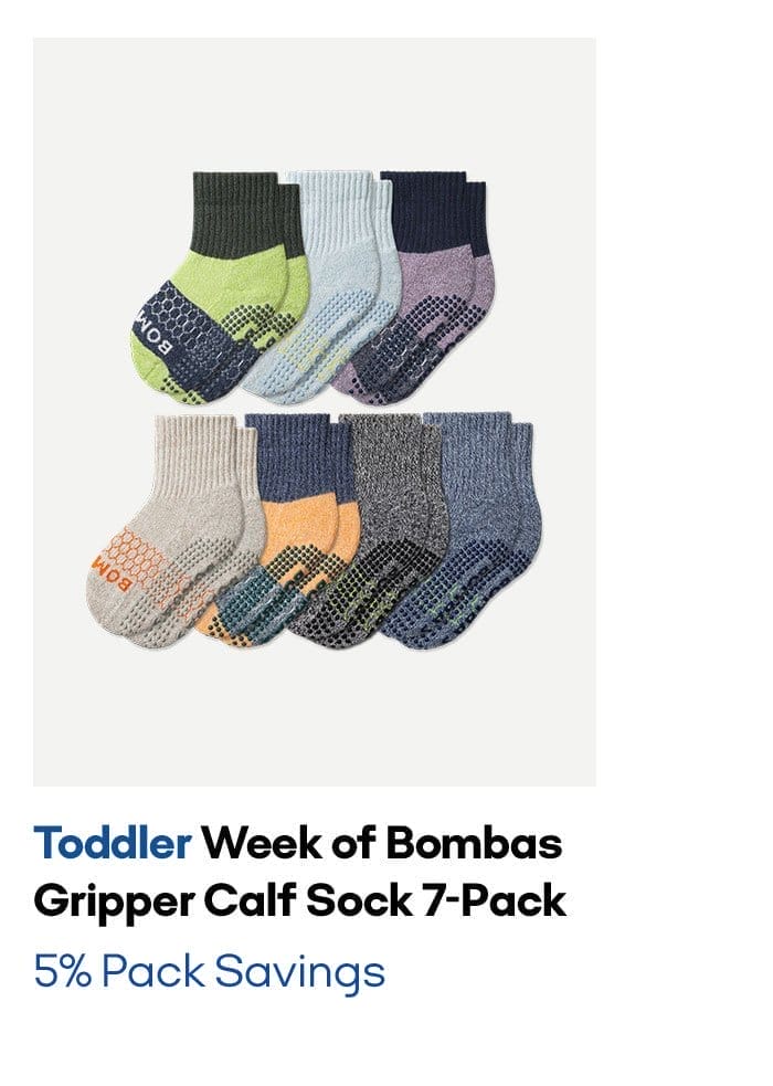 Toddler Week of Bombas Gripper Calf Sock 7-Pack