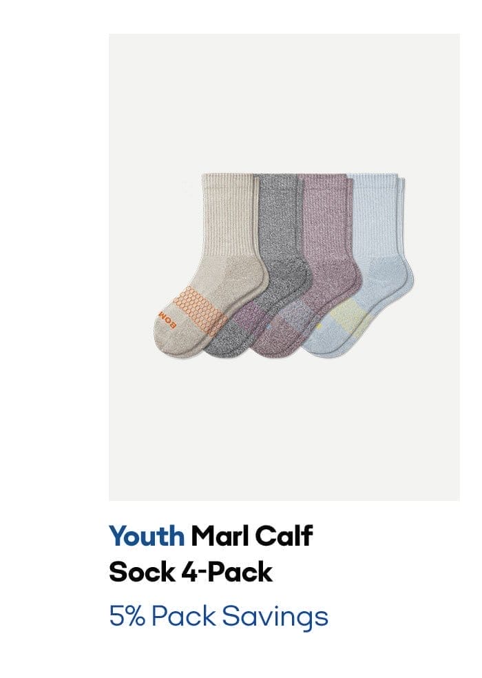 Youth Marl Calf Sock 4-Pack