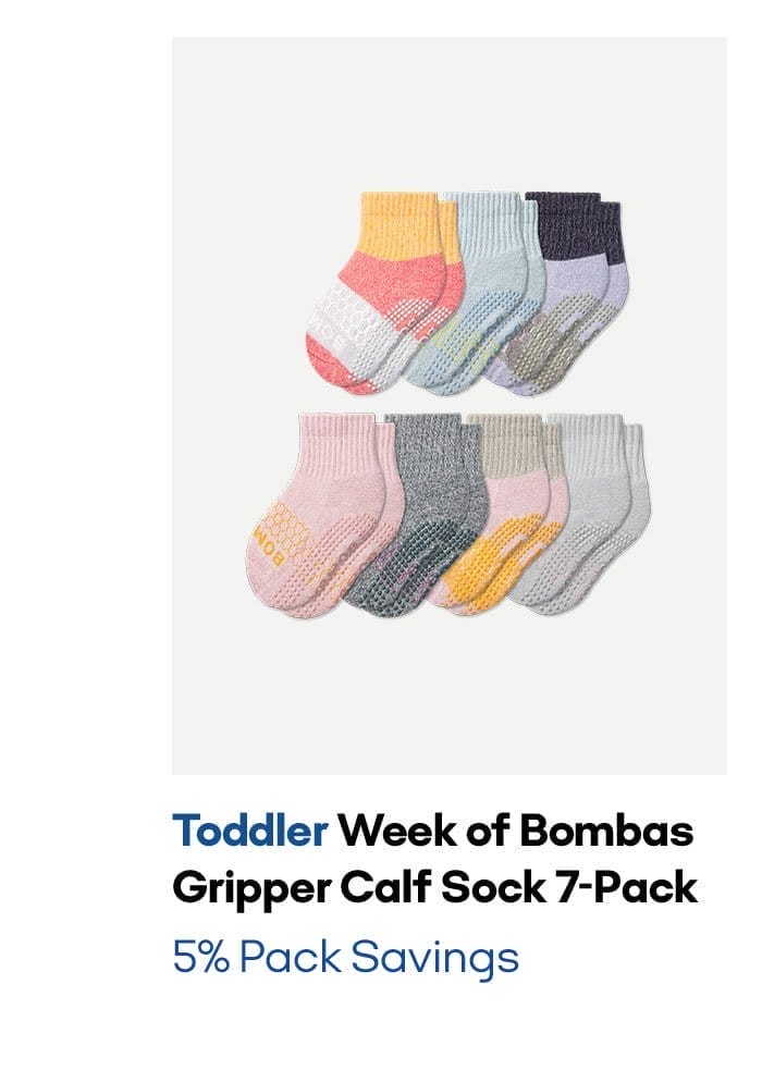 Toddler Week of Bombas Gripper Calf Sock 7-Pack