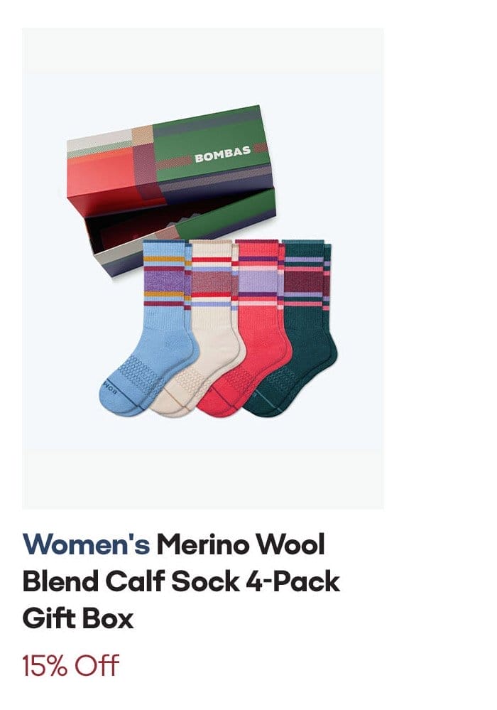Women's Merino Wool Blend Calf Sock 4-Pack Gift Box