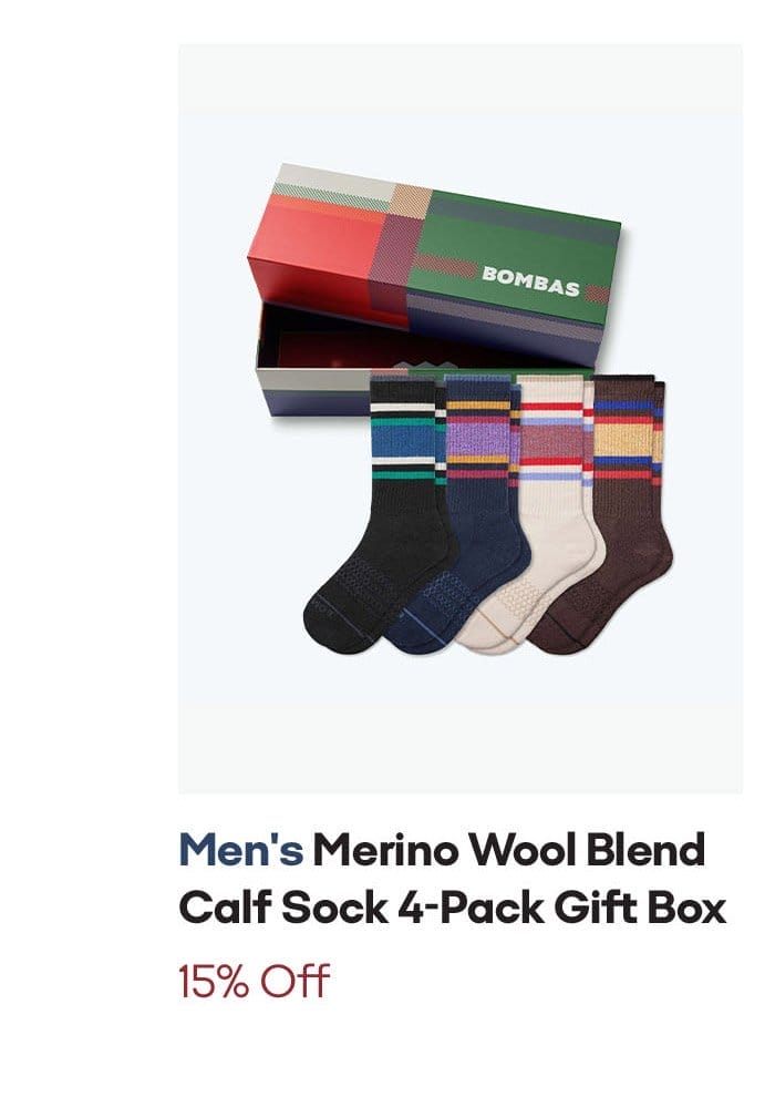 Men's Merino Wool Bend Calf Sock 4-Pack Gift Box