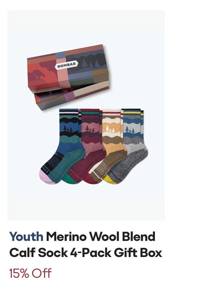 Youth Merino Wool Blend Calf Sock 4-Pack Gift Box
