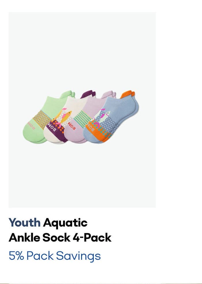 Youth Aquatic Ankle Sock 4-Pack | 5% Pack Savings